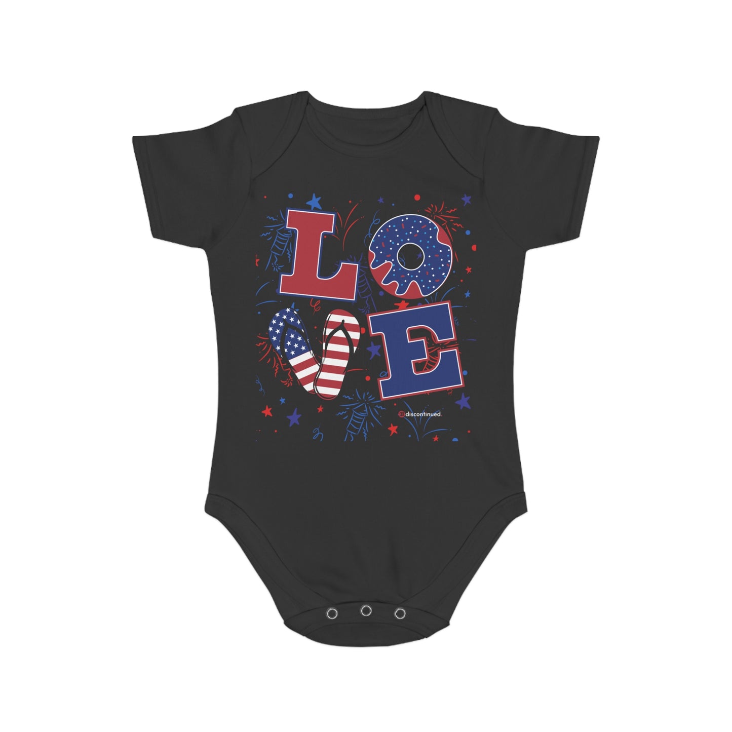 2Bdiscontinued. short sleeve baby bodysuit love