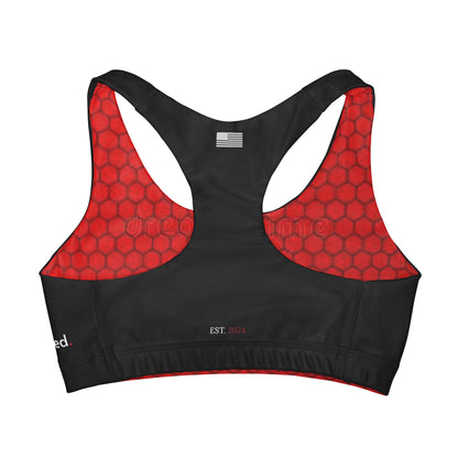 2Bdiscontinued. girls' double lined seamless sports bra blkred