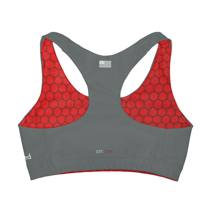 2Bdiscontinued. girls' double lined seamless sports bra drkgryred