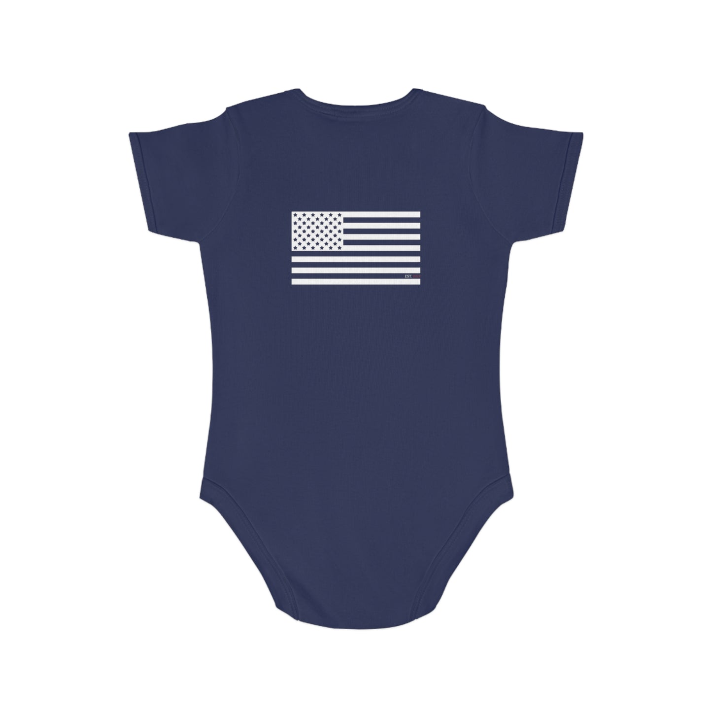 2Bdiscontinued. short sleeve baby bodysuit 'merica