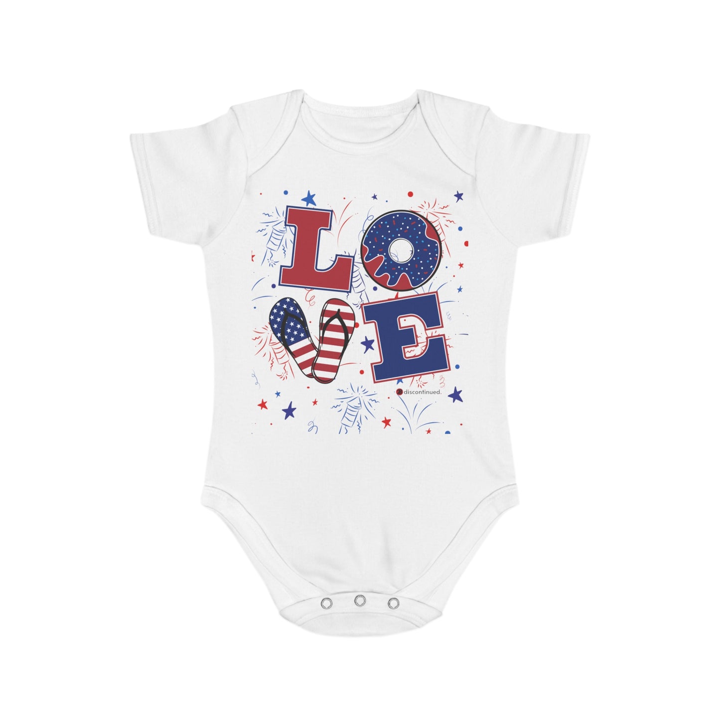 2Bdiscontinued. short sleeve baby bodysuit love