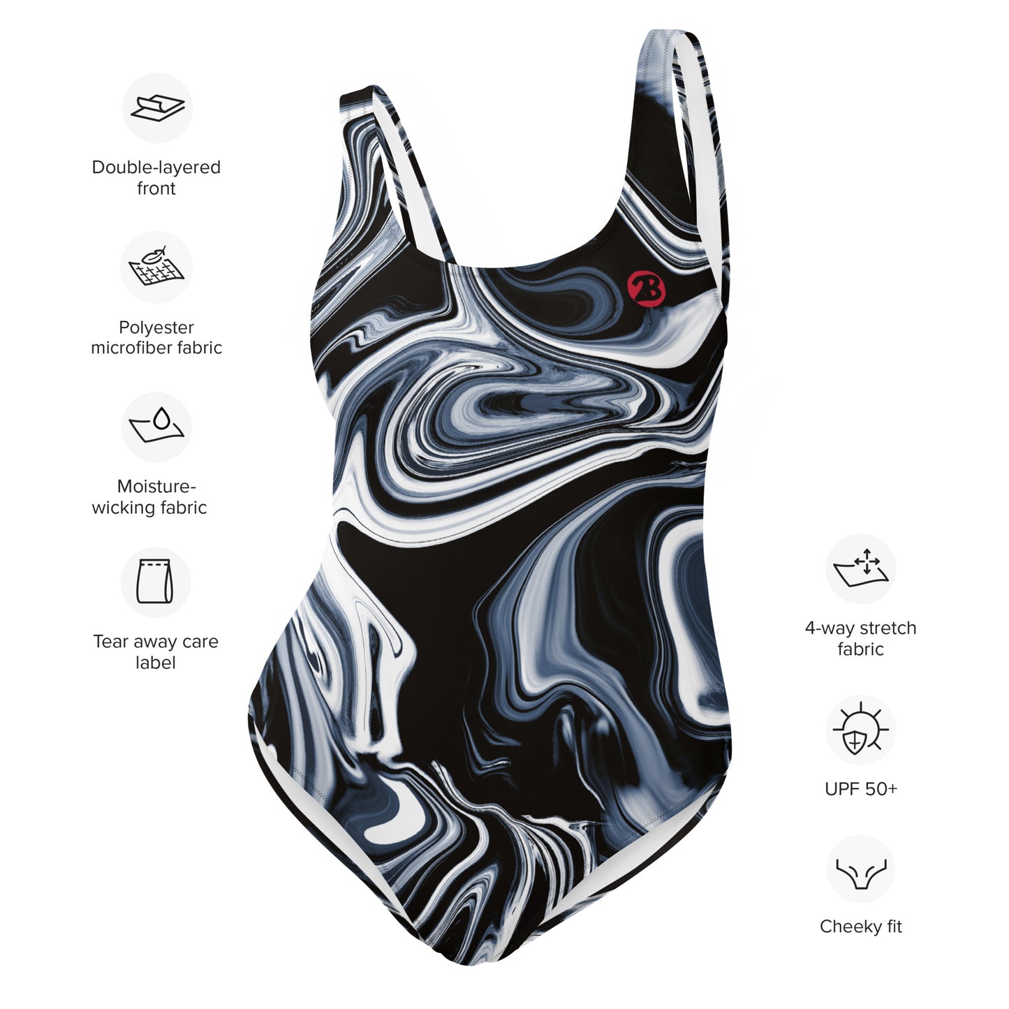 2Bdiscontinued. women's one-piece swimsuit blkswrl