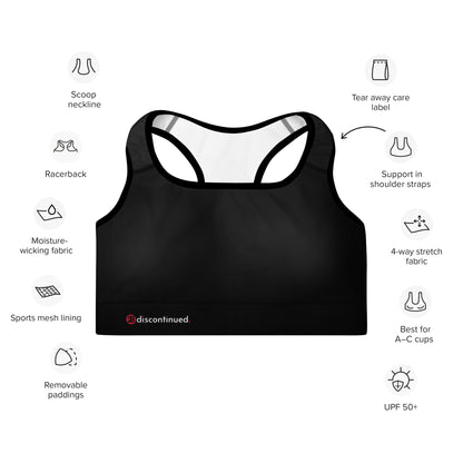 2Bdiscontinued. women's padded sports bra blk