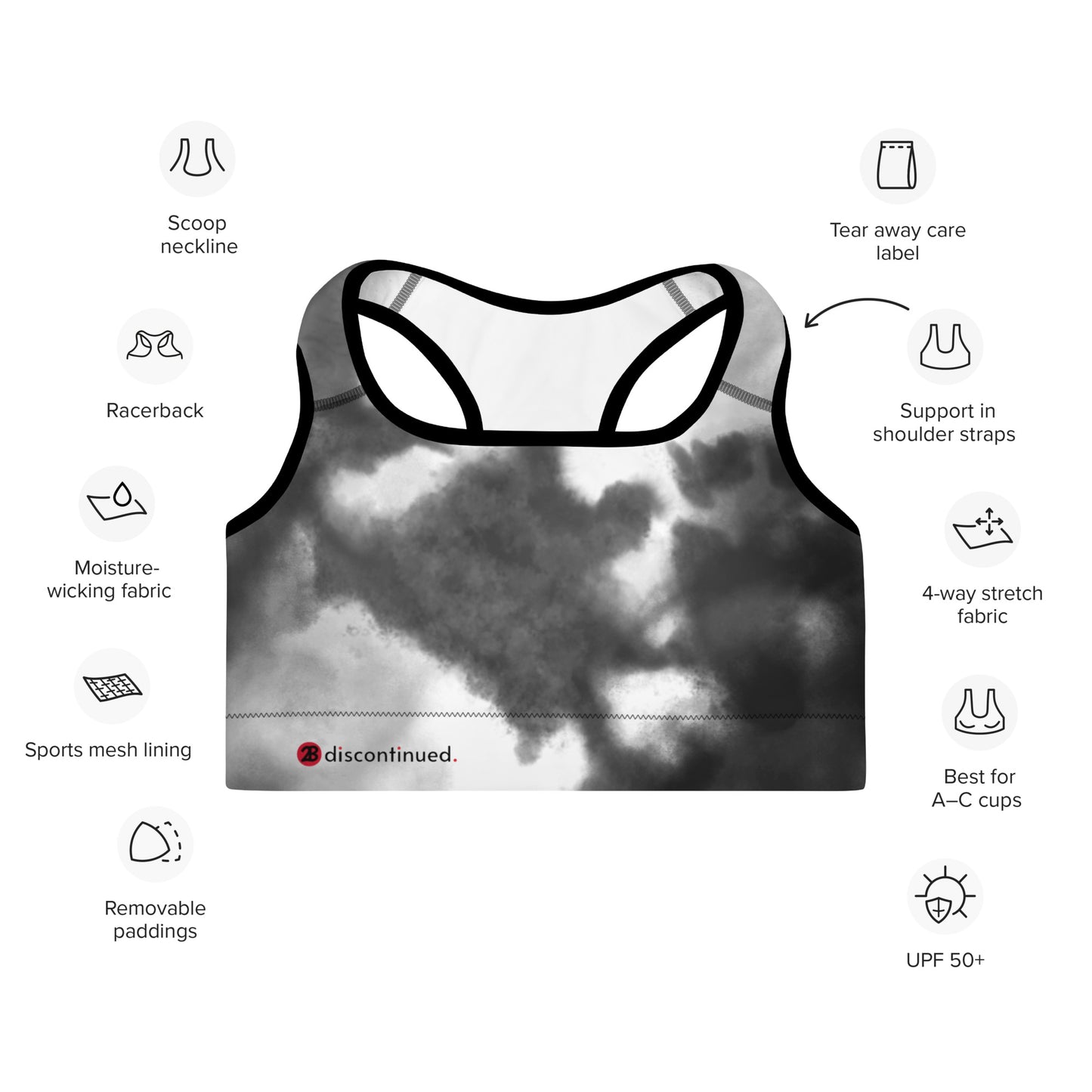 2Bdiscontinued. women's padded sports bra cldy
