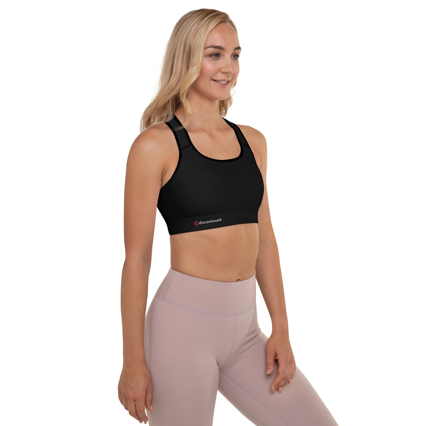 2Bdiscontinued. women's padded sports bra blk