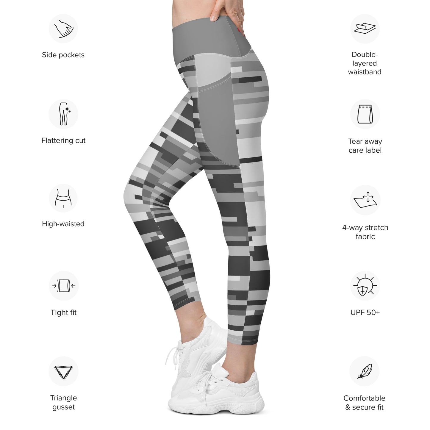 2Bdiscontinued. women's leggings with pockets digital gry