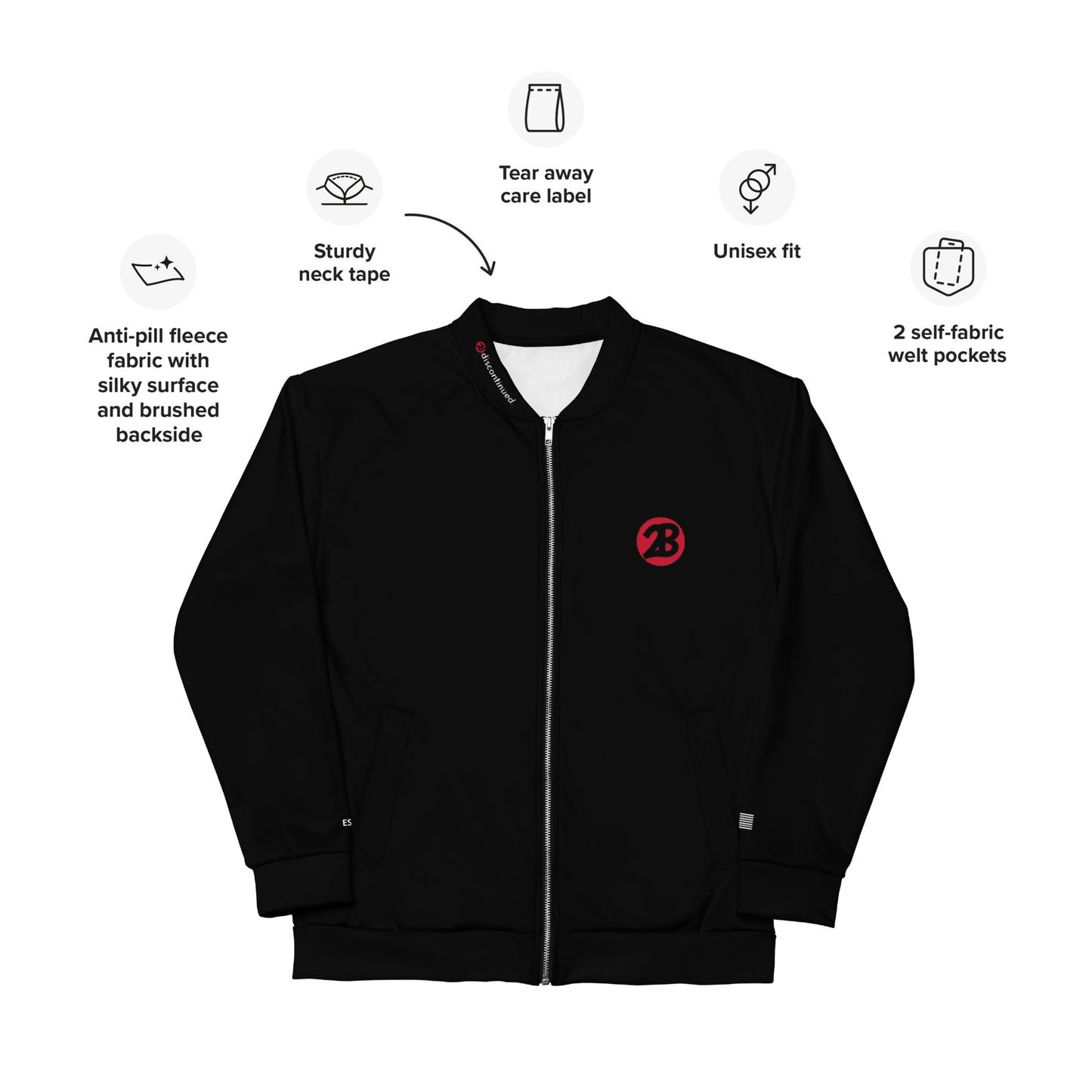 2Bdiscontinued. unisex track jacket blk2B