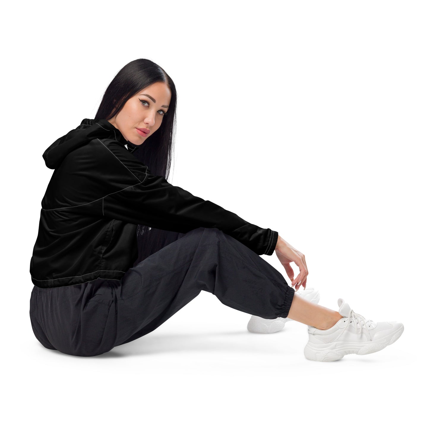 2Bdiscontinued. women’s cropped windbreaker blk