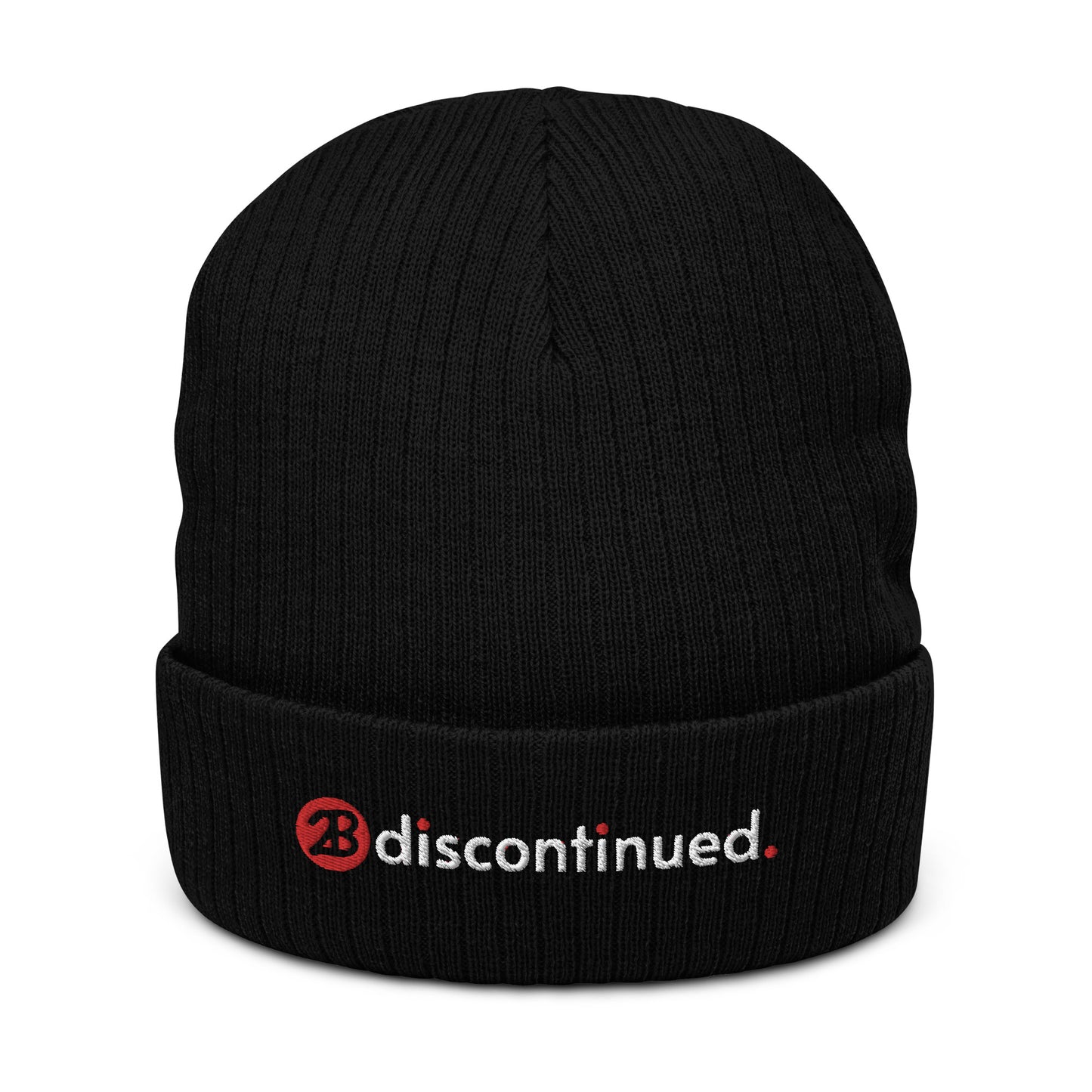 2Bdiscontinued. embroidered ribbed knit beanie