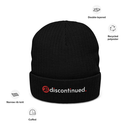 2Bdiscontinued. embroidered ribbed knit beanie