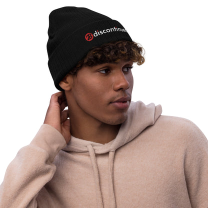 2Bdiscontinued. embroidered ribbed knit beanie