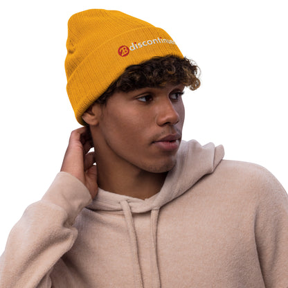 2Bdiscontinued. embroidered ribbed knit beanie