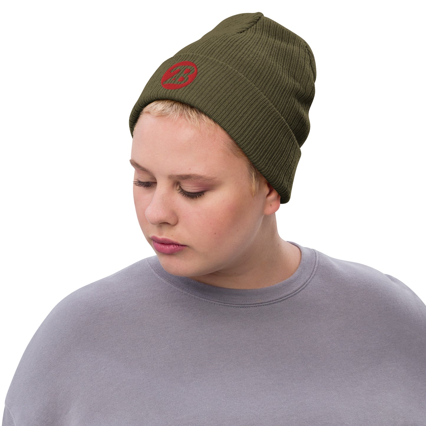 2Bdiscontinued. embroidered  ribbed knit beanie 2B