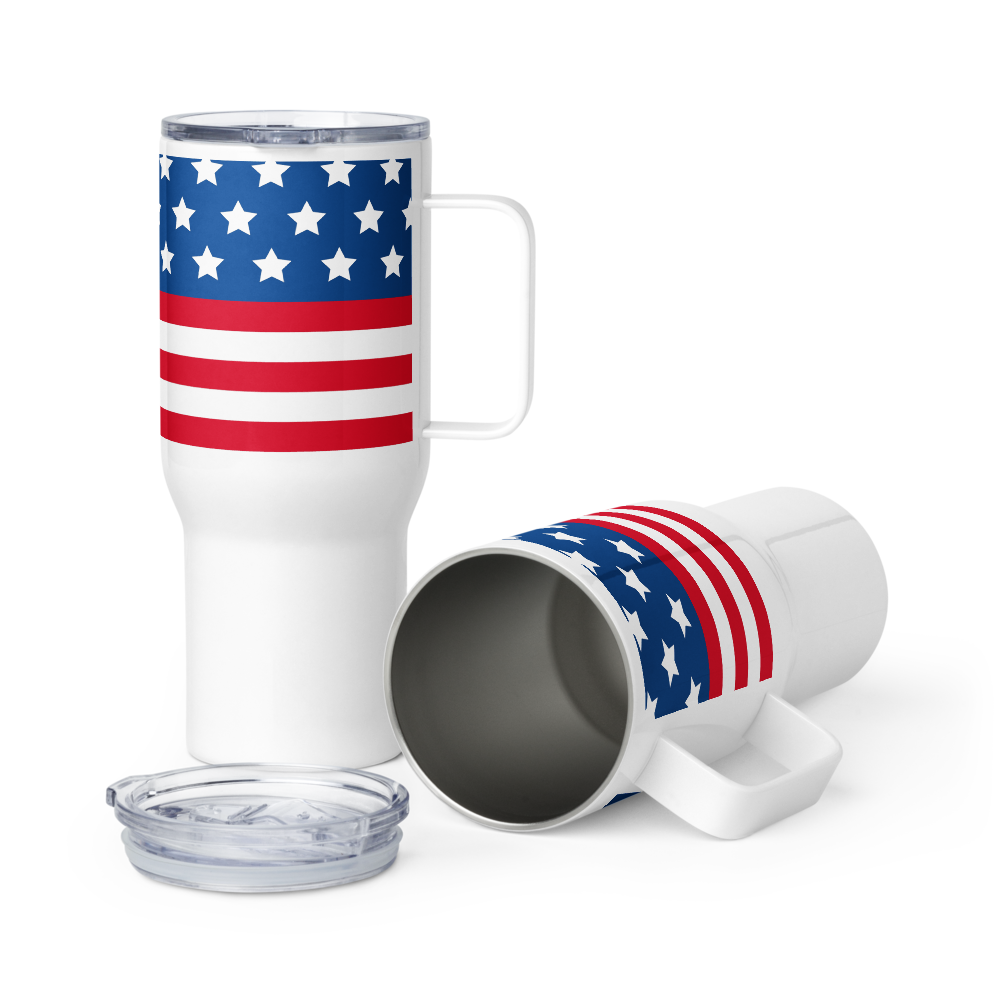 2Bdiscontinued. travel mug with a handle rwb