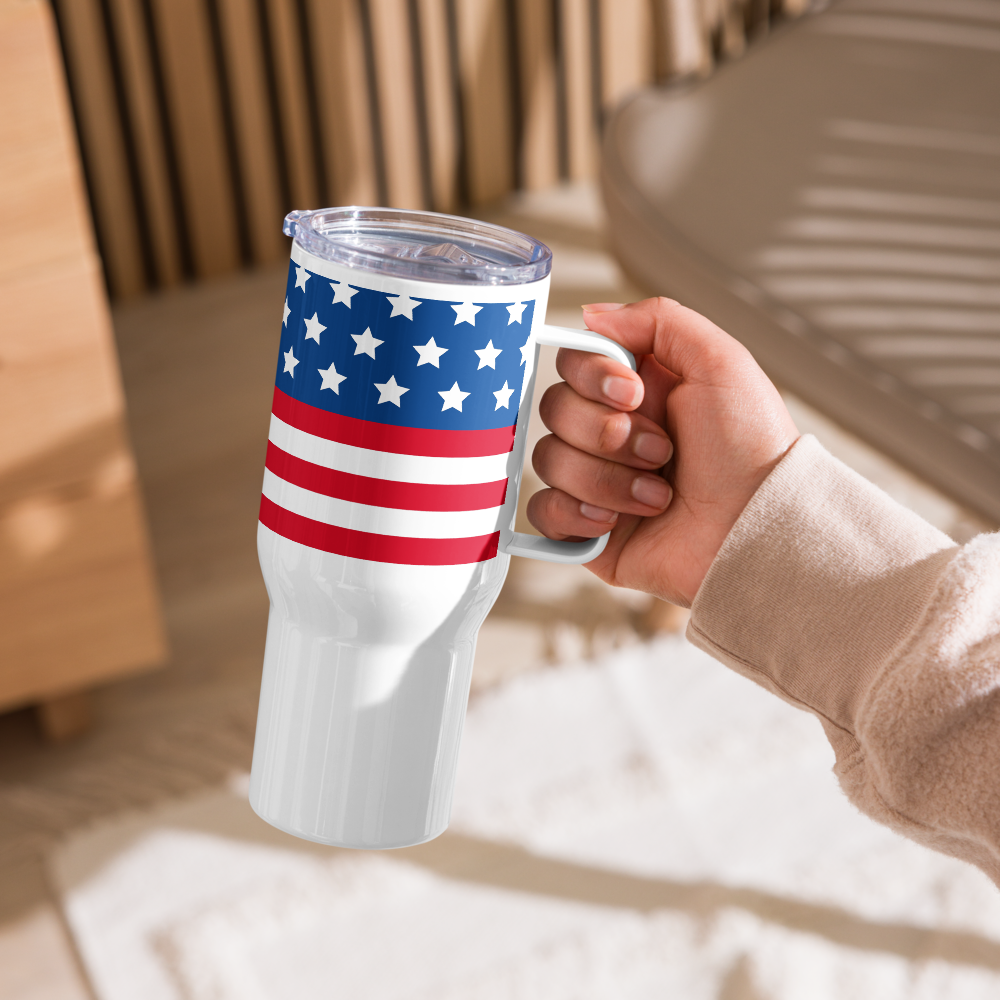 2Bdiscontinued. travel mug with a handle rwb